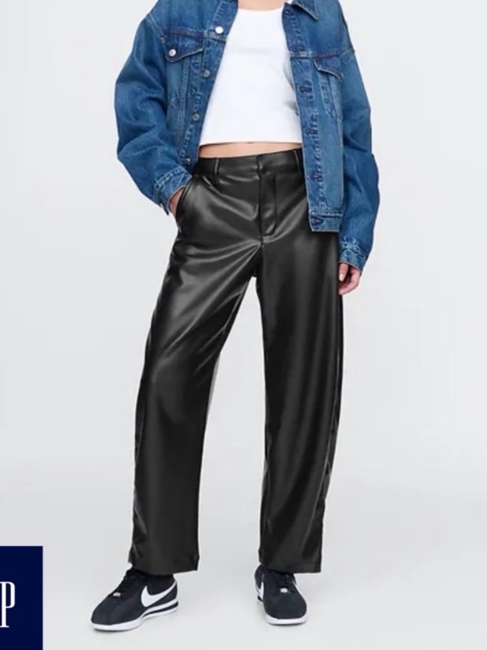 Women’s Black Faux Leather Pants - Classic Straight Fit